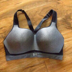 UNDER ARMOUR Gray Fitted High Impact Underwire Sports Bra Size 38D